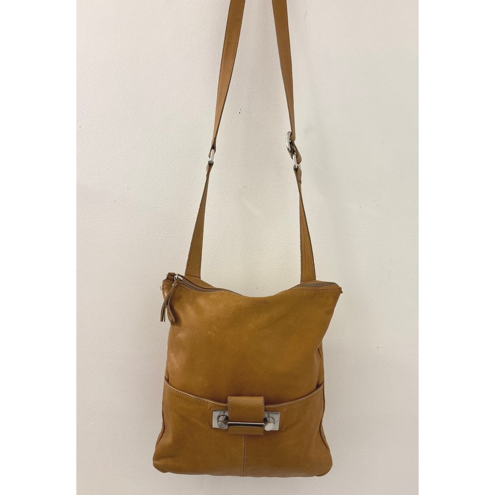 Women's Russell And Bromley Arco Tan Gold Leather Crossbody Bag Adjustable‎ Boho
